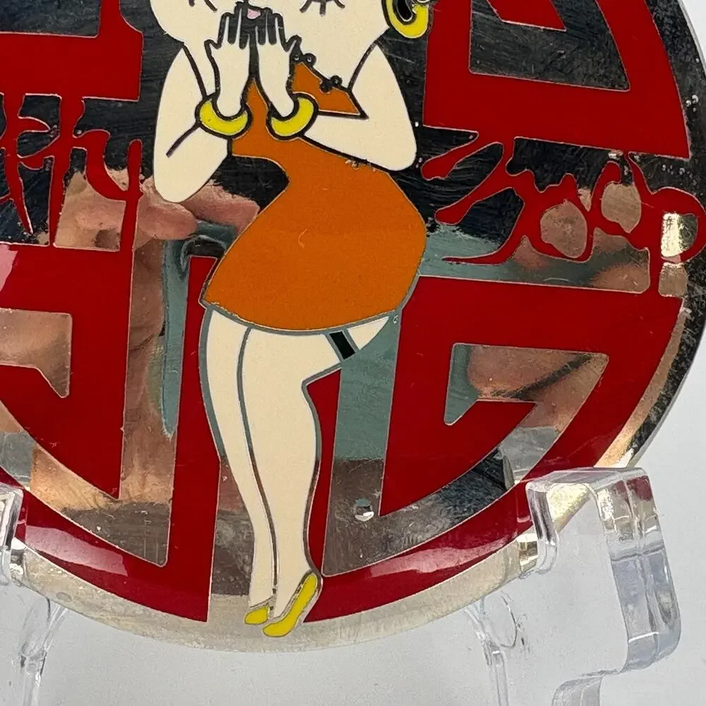 Betty Boop Belt Buckle 2010 King Features Red Silver Round Metal